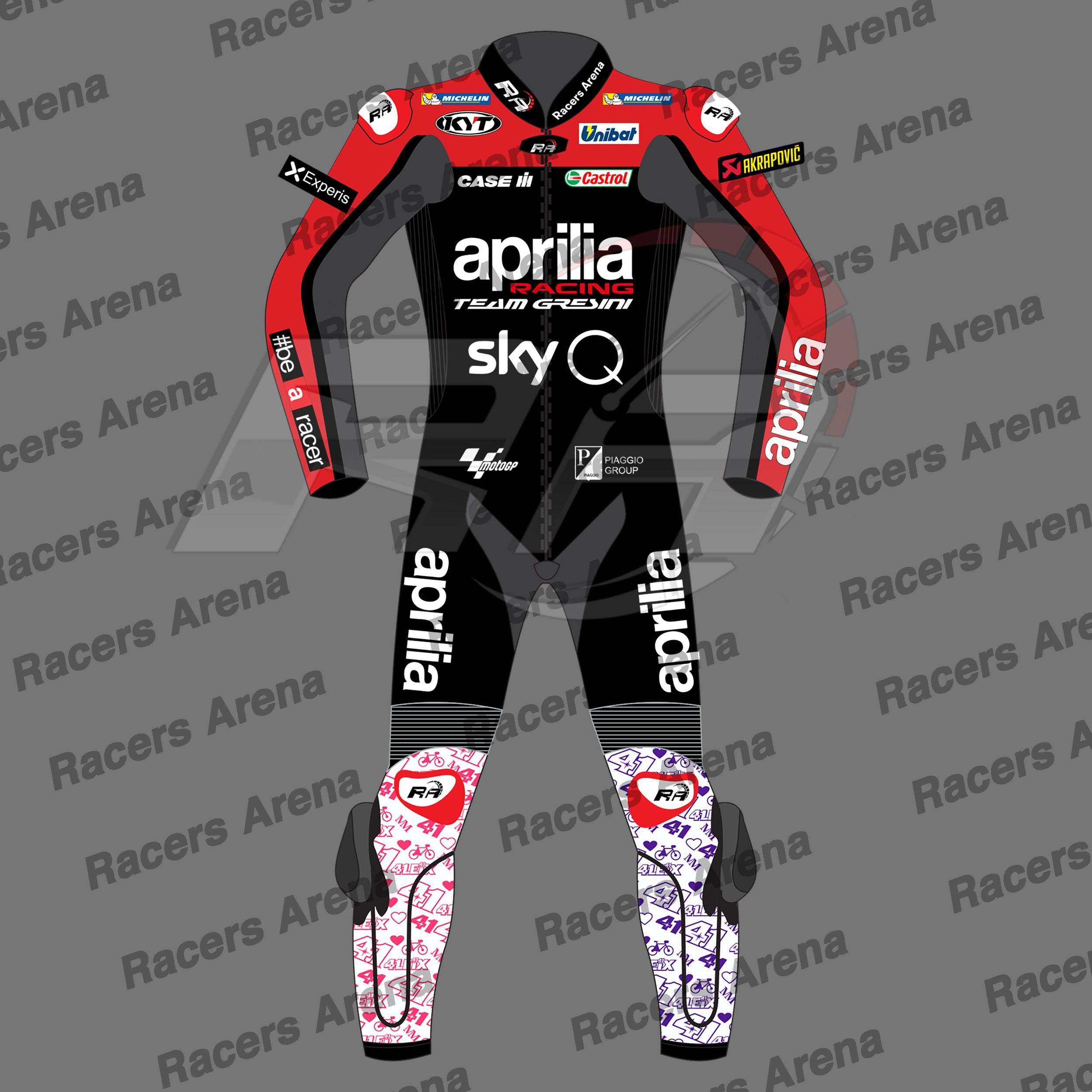 Aleix Espargaro Aprilia MotoGP 2022 Motorcycle Leather Racing Suit Front