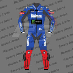 Alex Rins Team Suzuki MotoGP 2022 Motorcycle Leather Race Suit Front