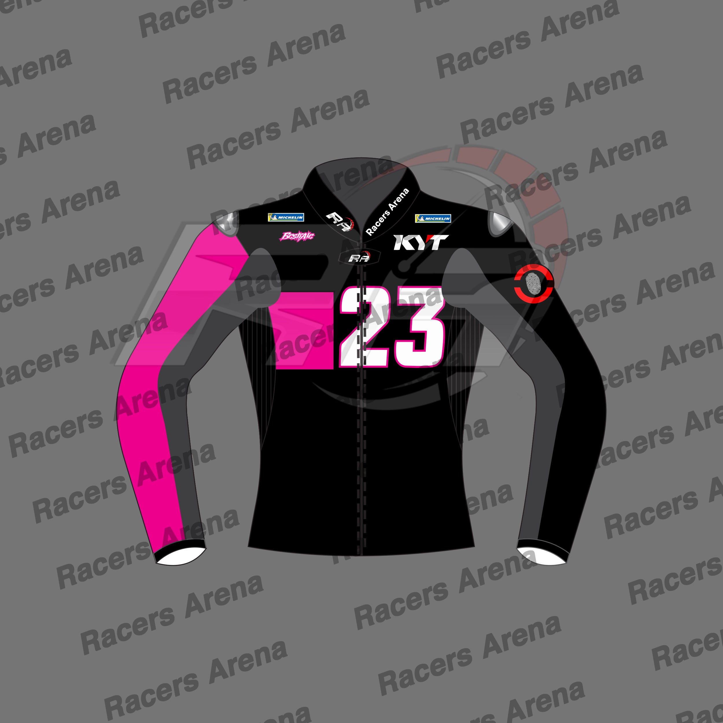 Black Enea Bastianini Winter Test 2024 Motorcycle Leather Race Jacket Front