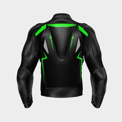 Racers Arena Black and Green Custom Motorcycle Leather Racing Jacket