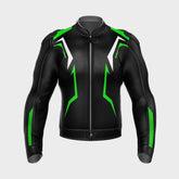 Racers Arena Black and Green Custom Motorcycle Leather Racing Jacket