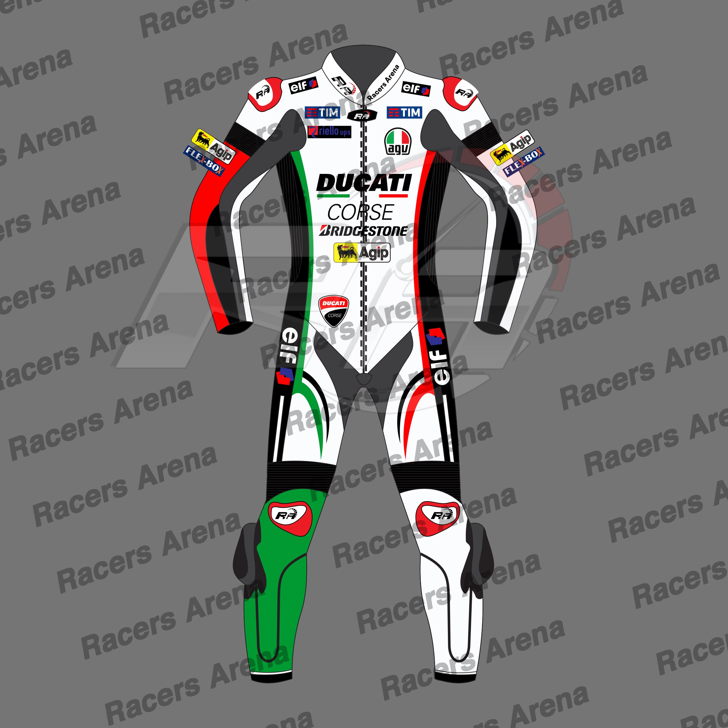 Ducati Corse Motorcycle Leather Race Suit Front