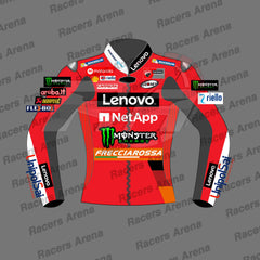 Enea Bastianini MotoGP 2023 Ducati Motocycle Leather Race Jacket Front