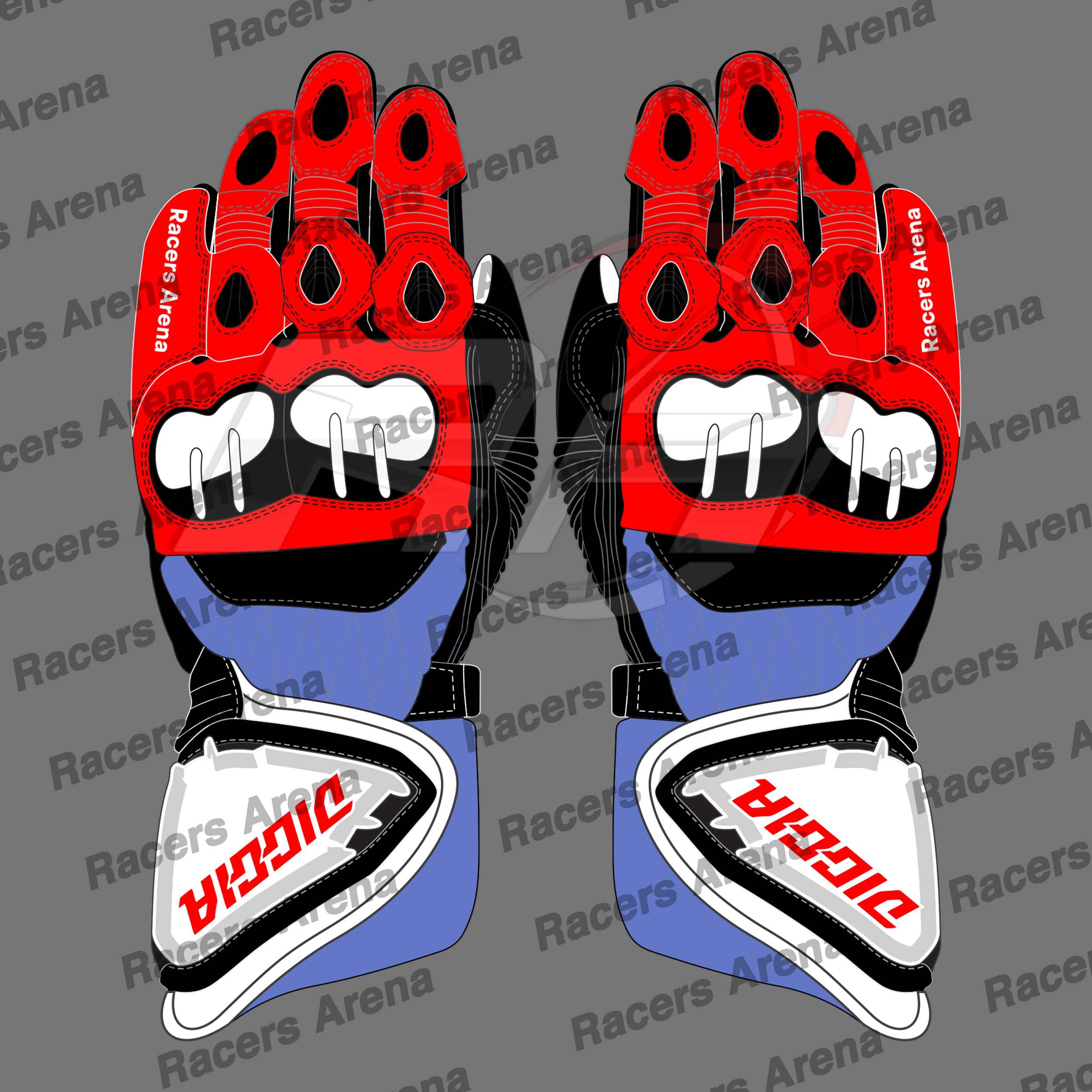 Fabio Di Giannantonio Ducati MotoGP 2022 Motorbike Leather Race Gloves