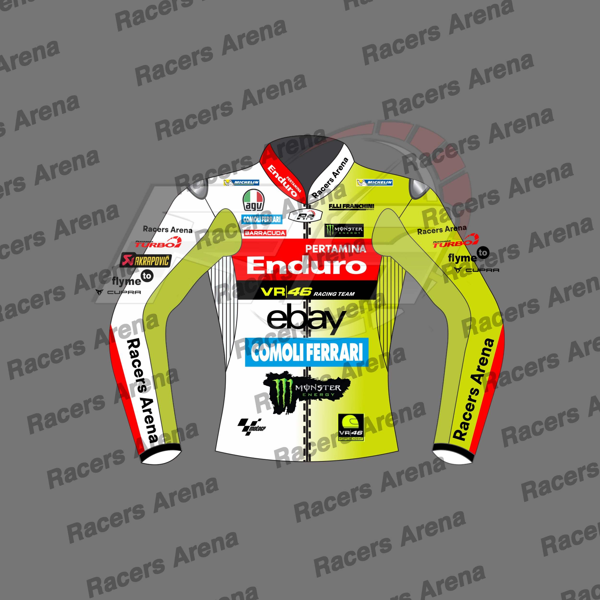 Fabio Di Giannantonio Pertamina Enduro VR46 Racing Team 2024 Motorcycle Leather Race Jacket Front