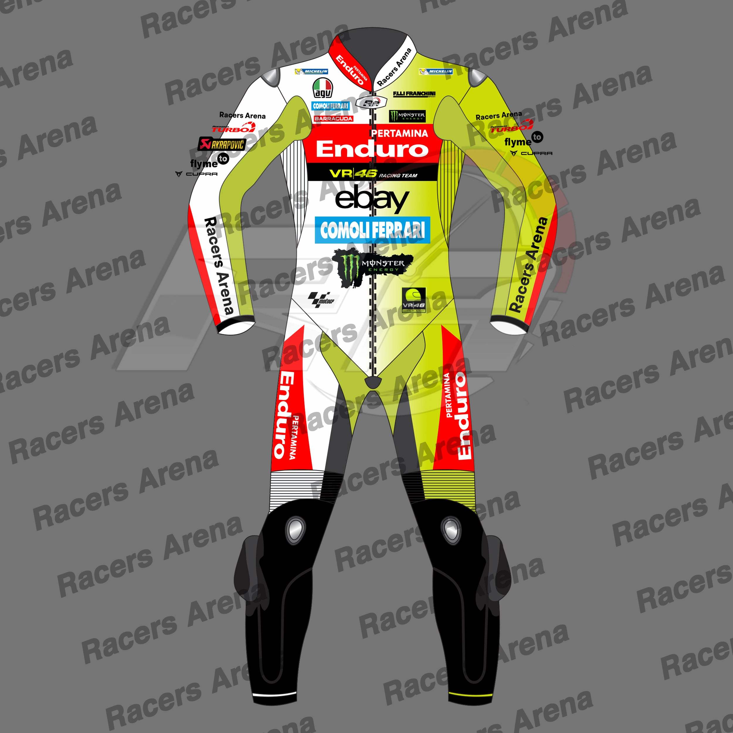 Fabio Di Giannantonio Pertamina Enduro VR46 Racing Team 2024 Motorcycle Leather Race Suit Front
