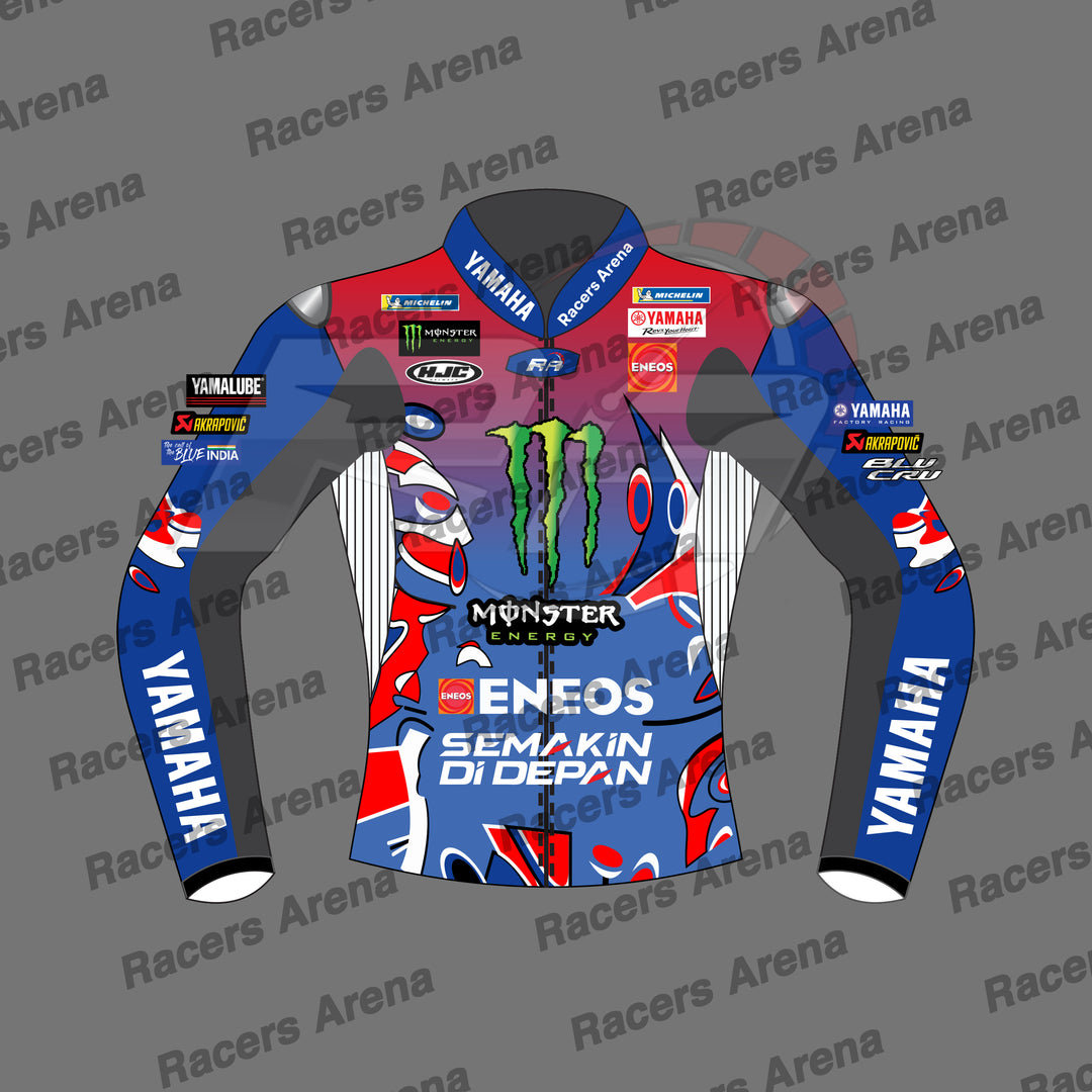 Fabio Quartararo Moto Gp 2025 Yahama Motorcycle Leather Race Jacket Front
