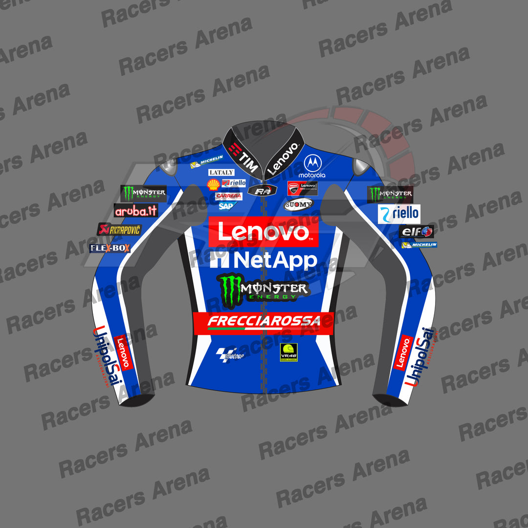 Francesco Bagnaia Blue Ducati 2024 Motorcycle Leather Race Jacket Front