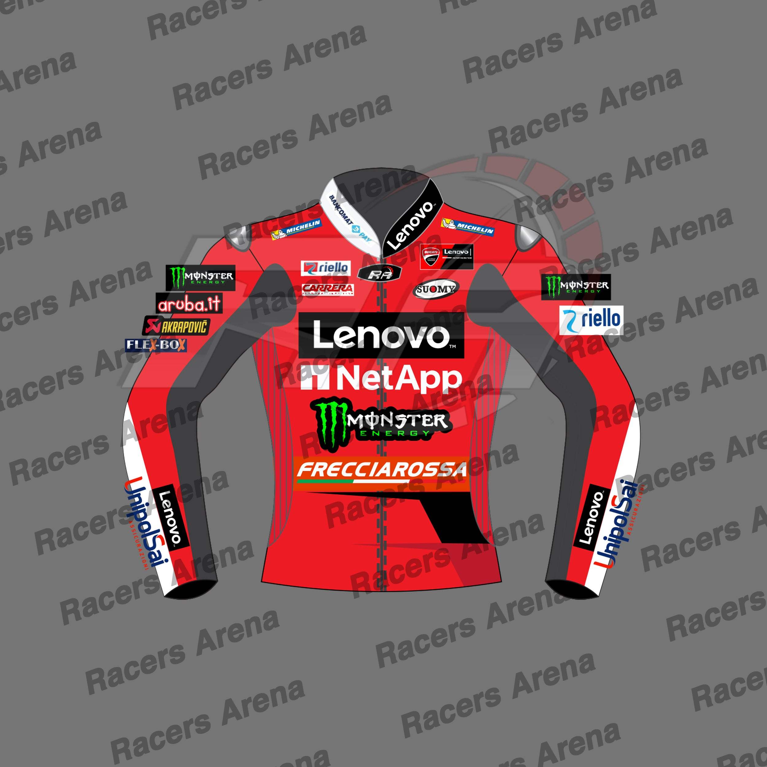 Francesco Bagnaia Ducati MotoGP 2023 Motorcycle Leather Race Jacket Front