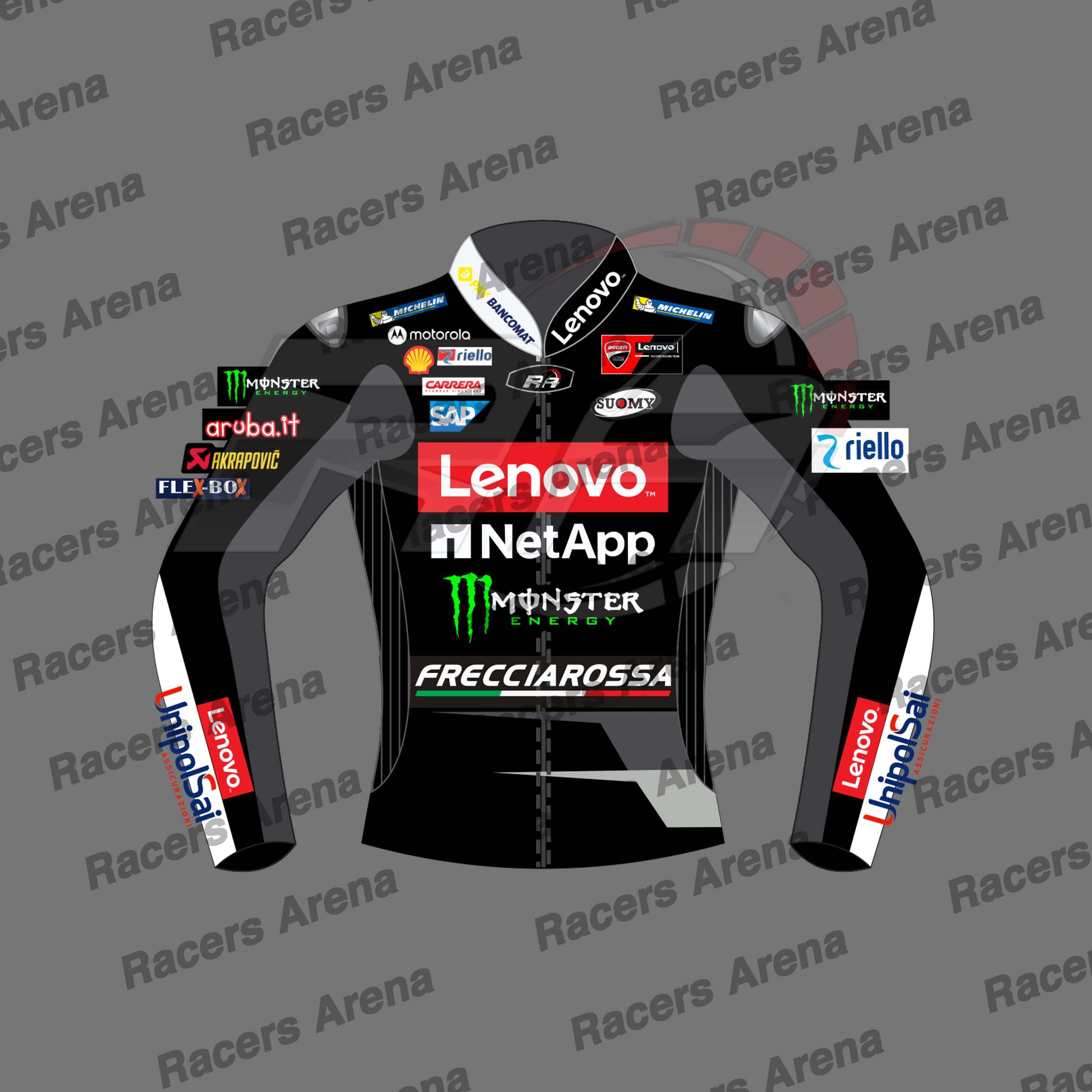 Francesco Bagnaia Ducati Winter Test 2023 Motorbike Race Leathers Jacket Front