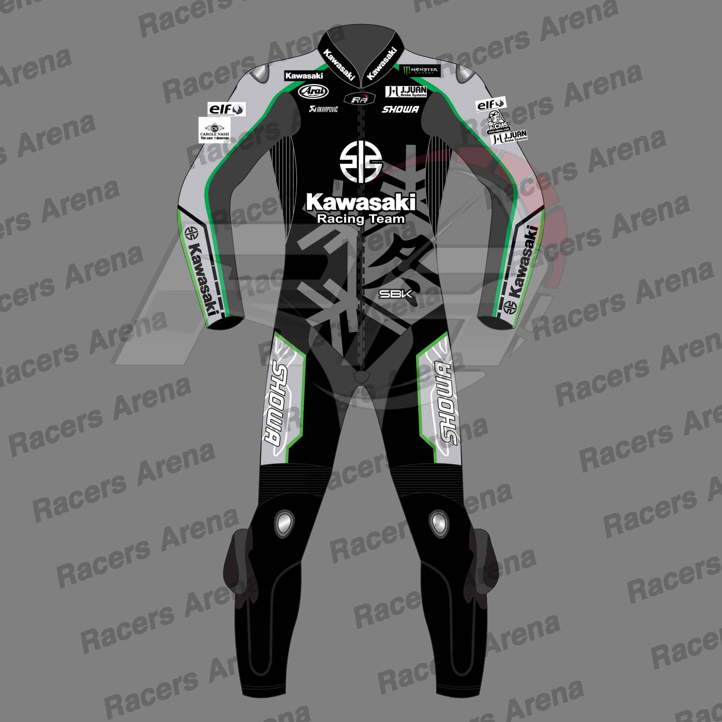 Jonathan Rea Kawasaki Winter Test 2023 Motorcycle Leather Race Suit Front