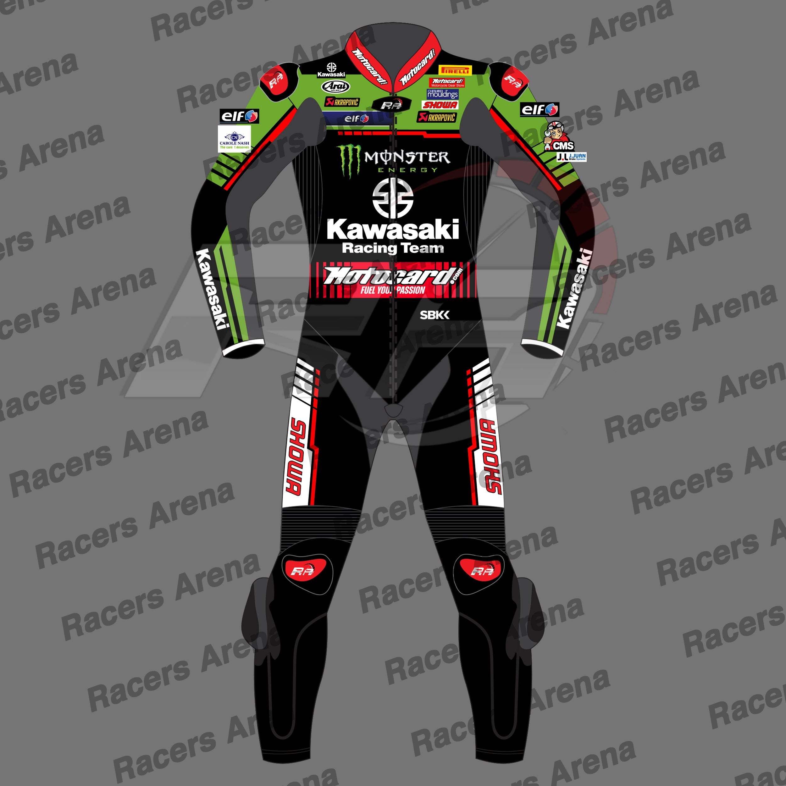 Jonathan Rea Team Kawasaki WSBK 2022 Motorcycle Leather Race Suit Front