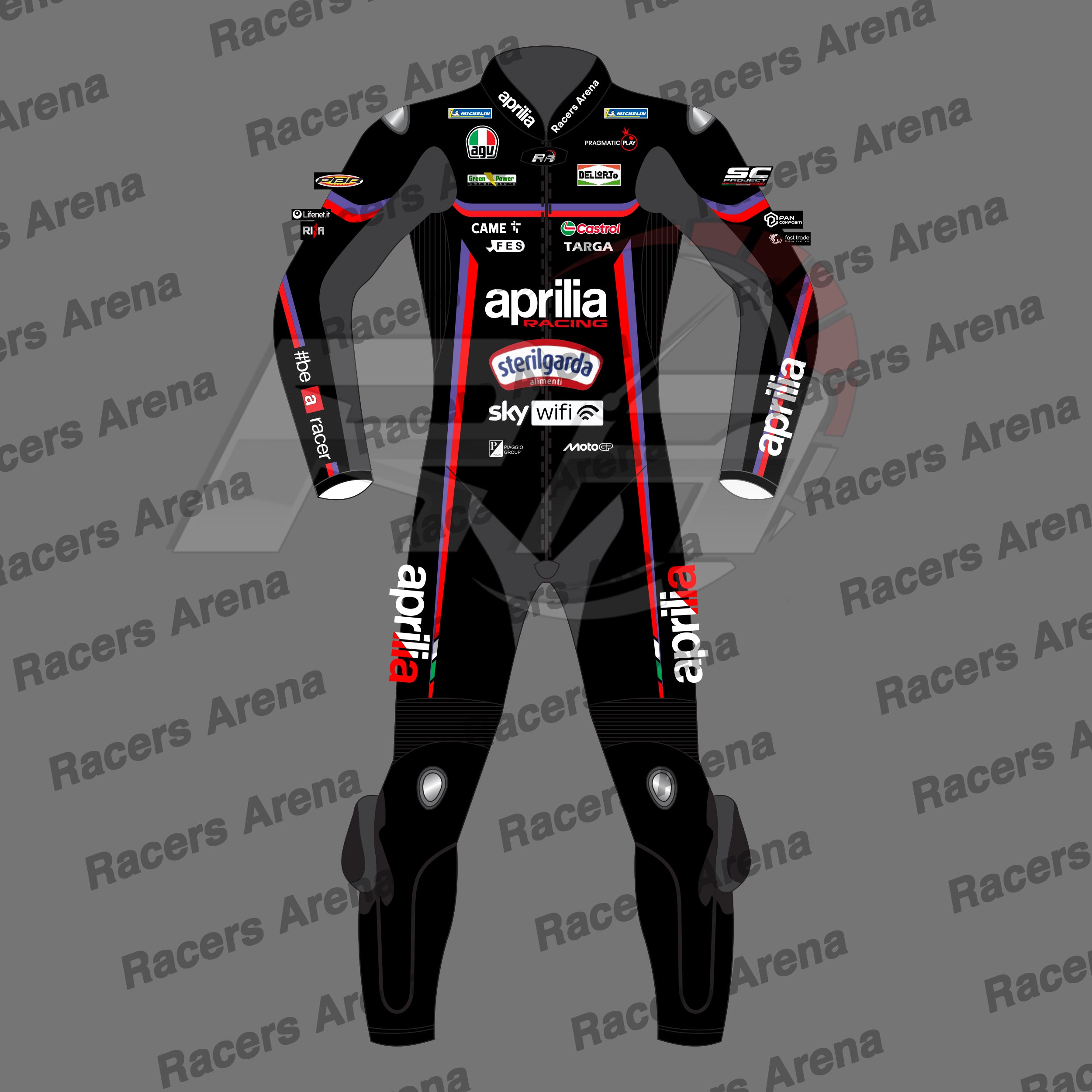 Jorge Martin Aprilia 2025 Motorcycle Leather Racing Suit Front