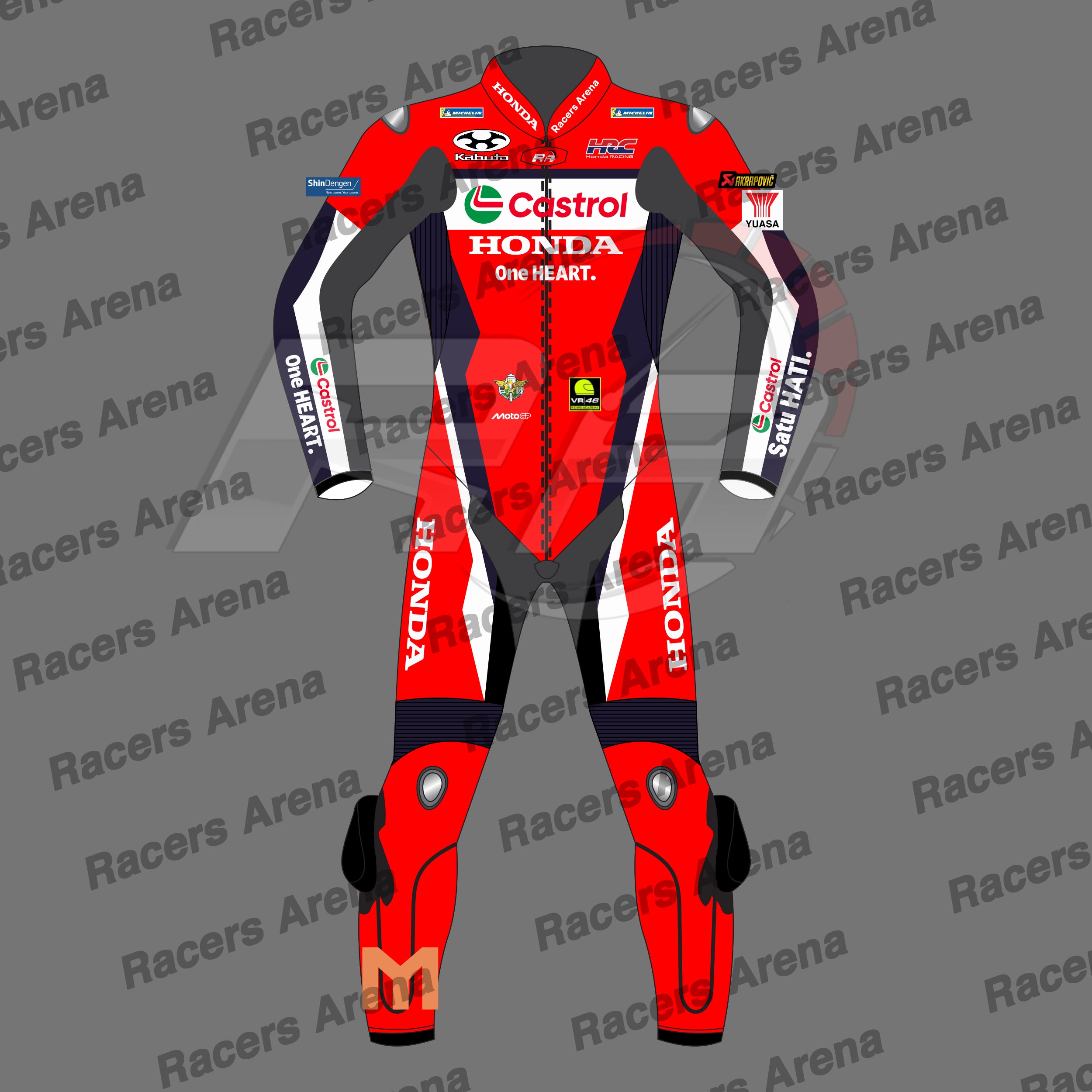 Luca Marini MotoGP 2025 Honda Motorbike Leather Race Suit Front
