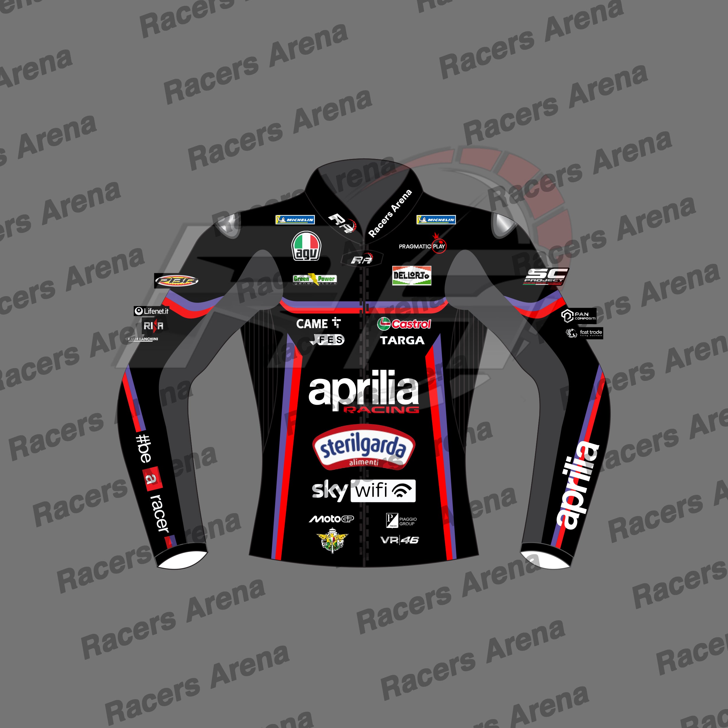 Marco Bezzecchi Aprilia MotoGp 2025 Motobike Leather Race Jacket Front