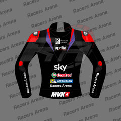 Maverick Vinales Aprilia 2024 MOTOGP Motorcycle Leather Race Jacket Back