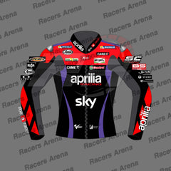 Maverick Vinales Aprilia 2024 MOTOGP Motorcycle Leather Race Jacket Front