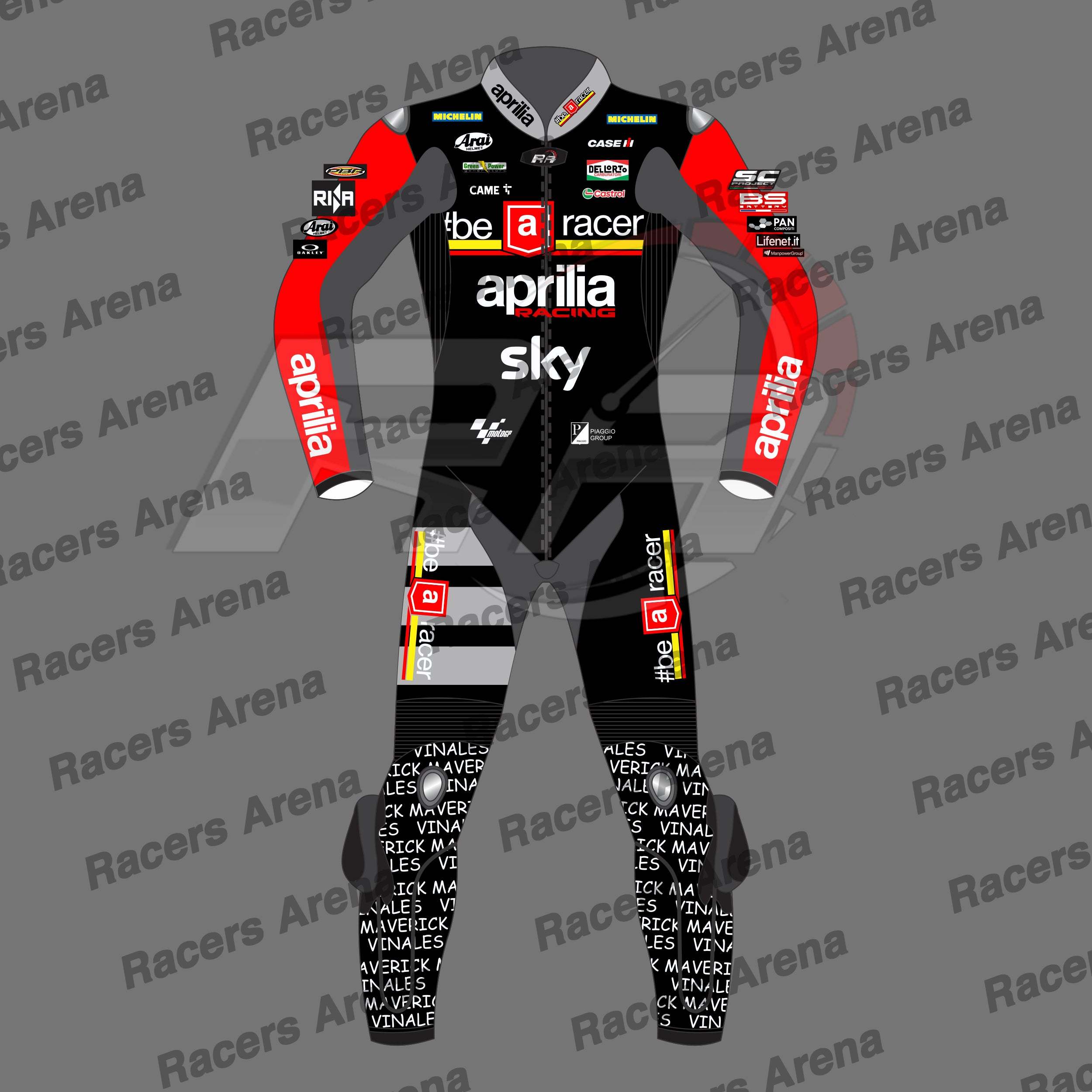 Maverick Vinales Aprilia British GP 2024 Motorcycle Race Leather Suit Front