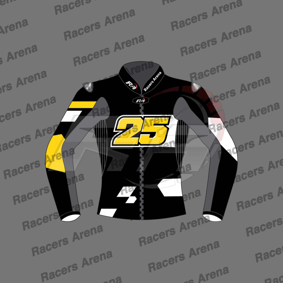 Raul Fernandez Black Aprilia Winter Test 2023 Motorcycle Leather Race Jacket Front