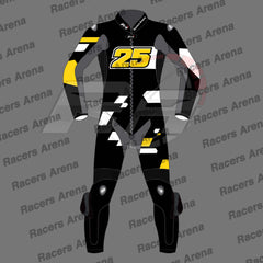 Raul Fernandez Black Aprilia Winter Test 2023 Motorcycle Leather Race Suit Front