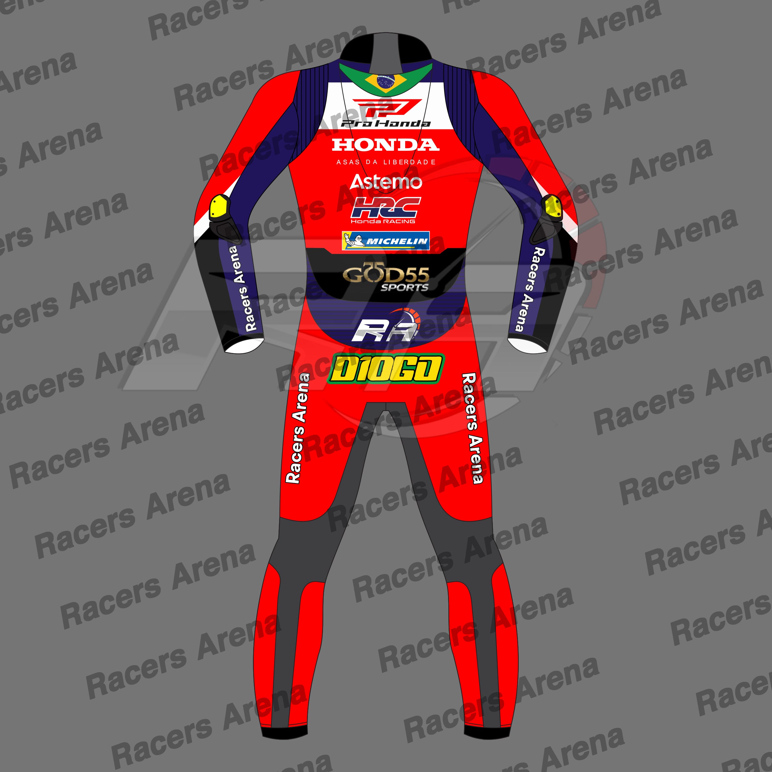 Diogo Moreira Honda LCR MotoGP 2026 Motorbike Leather Race Suit Back