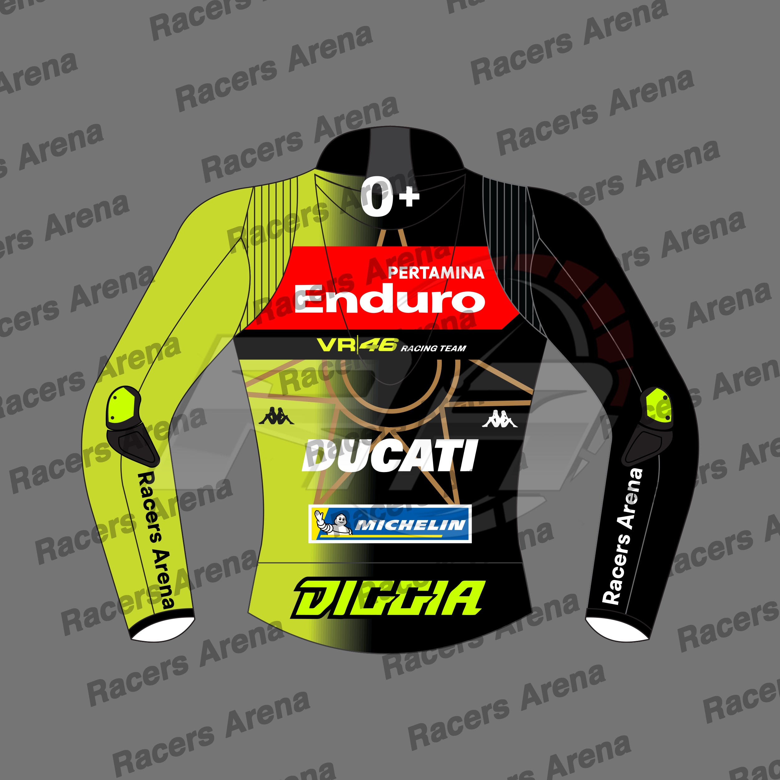 Fabio Di Giannantonio Ducati VR46 MotoGP 2026 Leather Racing Jacket Back