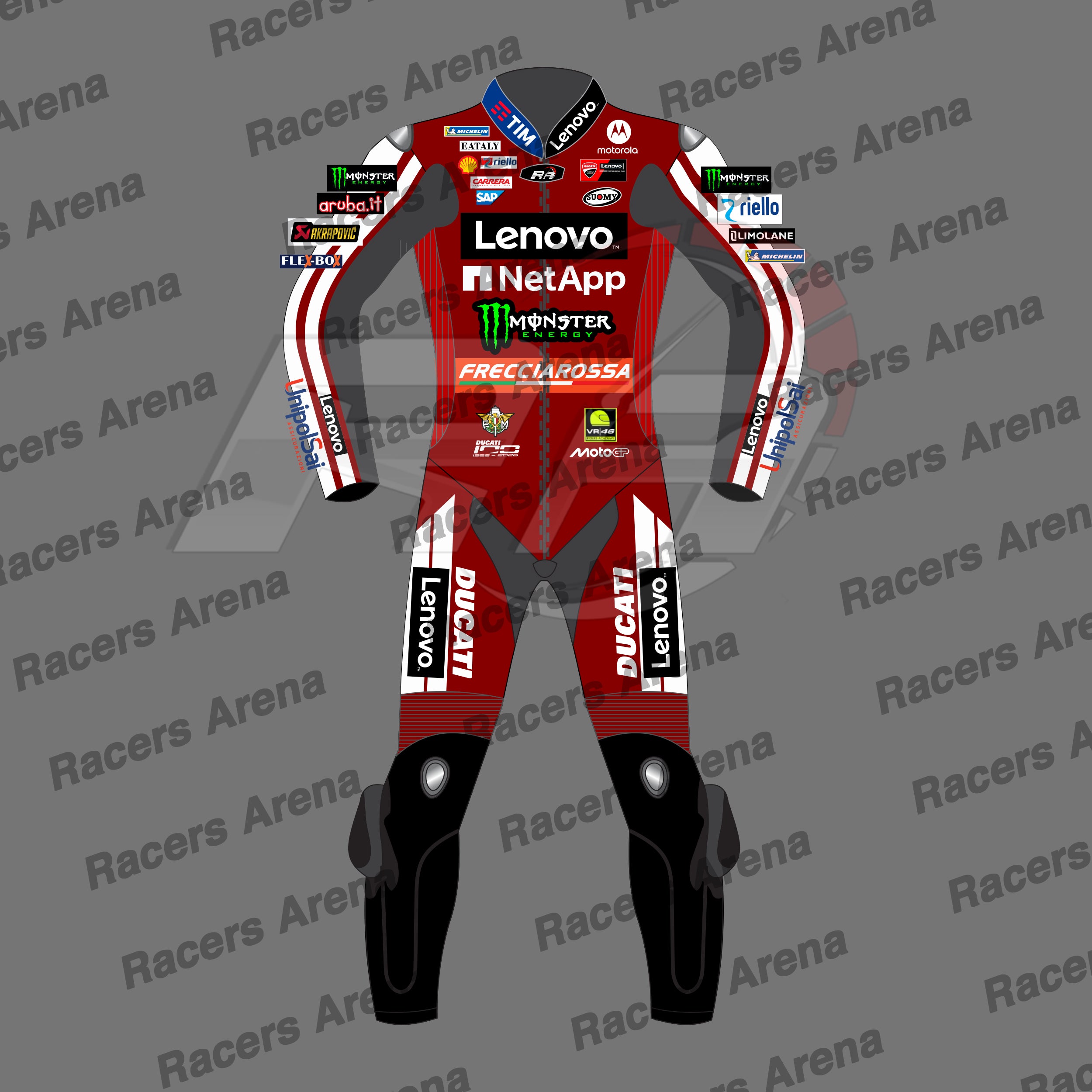 Francesco Bagnaia Ducati MotoGP 2026 Motorcycle Race Leather Suit Front