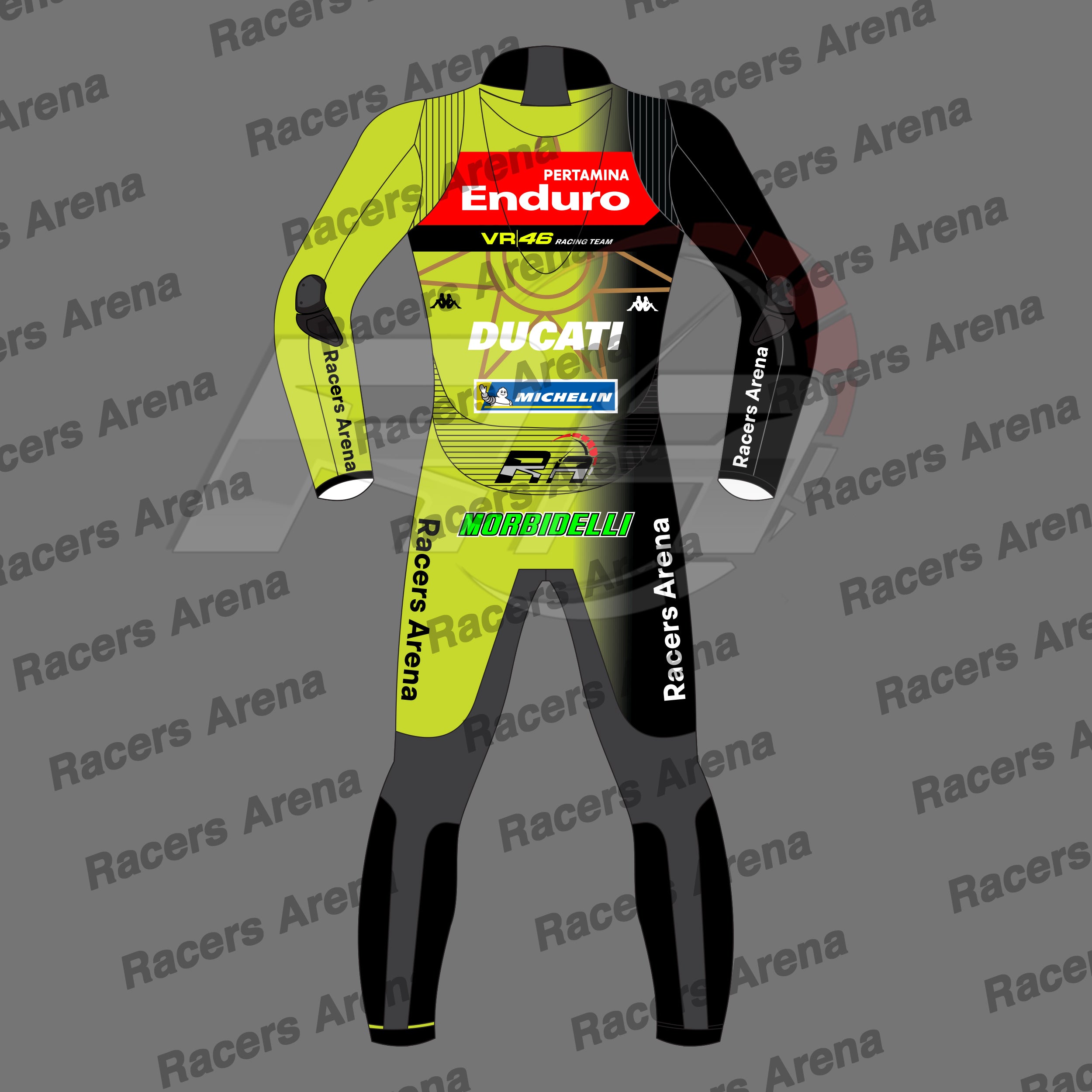 Franco Morbidelli Ducati VR46 MotoGP 2026 Motorcycle Leather Race Suit Back