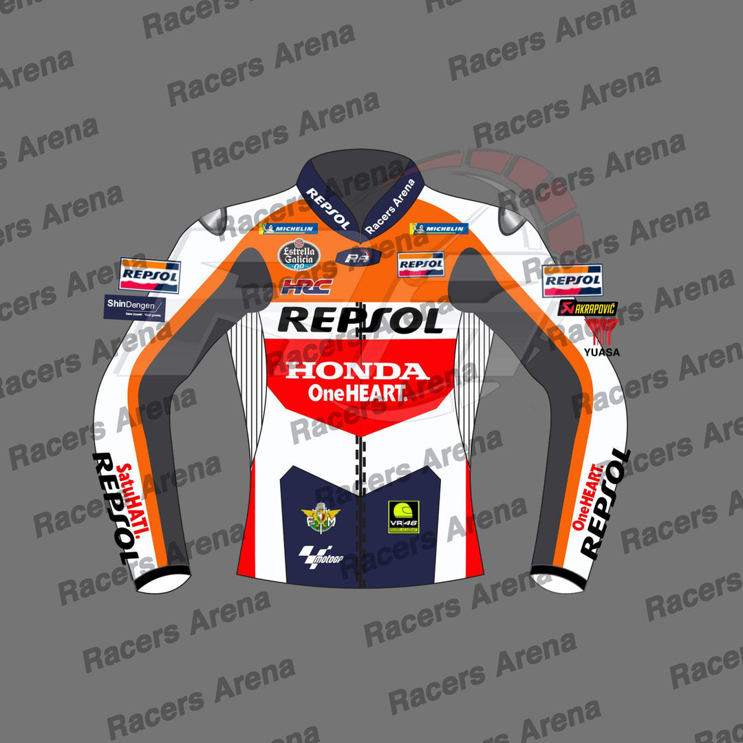 Luca Marini Honda Repsol MotoGP 2024 Motorbike Leather Race Jacket Front