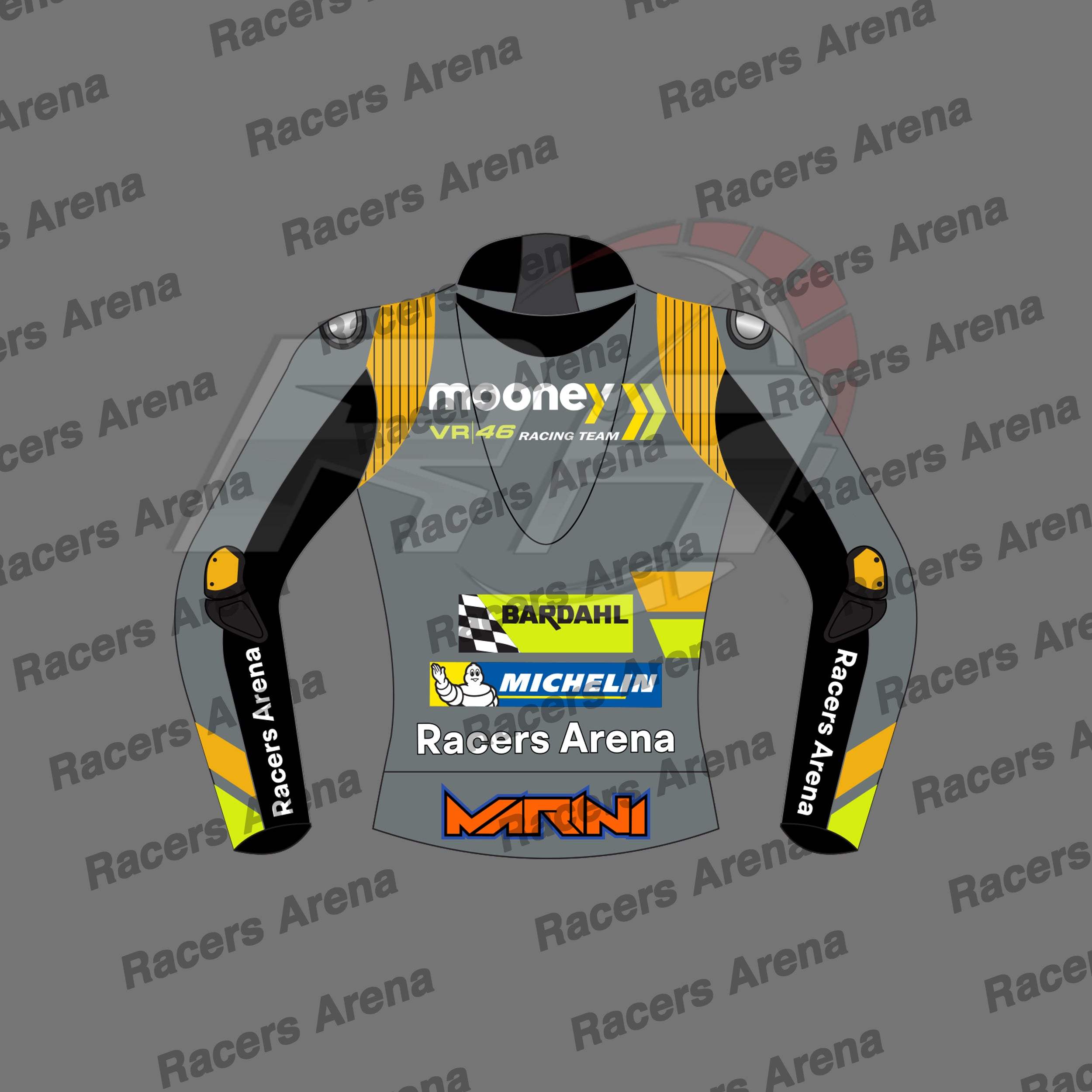 Luca Marini Mooney VR46 MotoGP 2022 Motorcycle Racing Leather Jacket Back