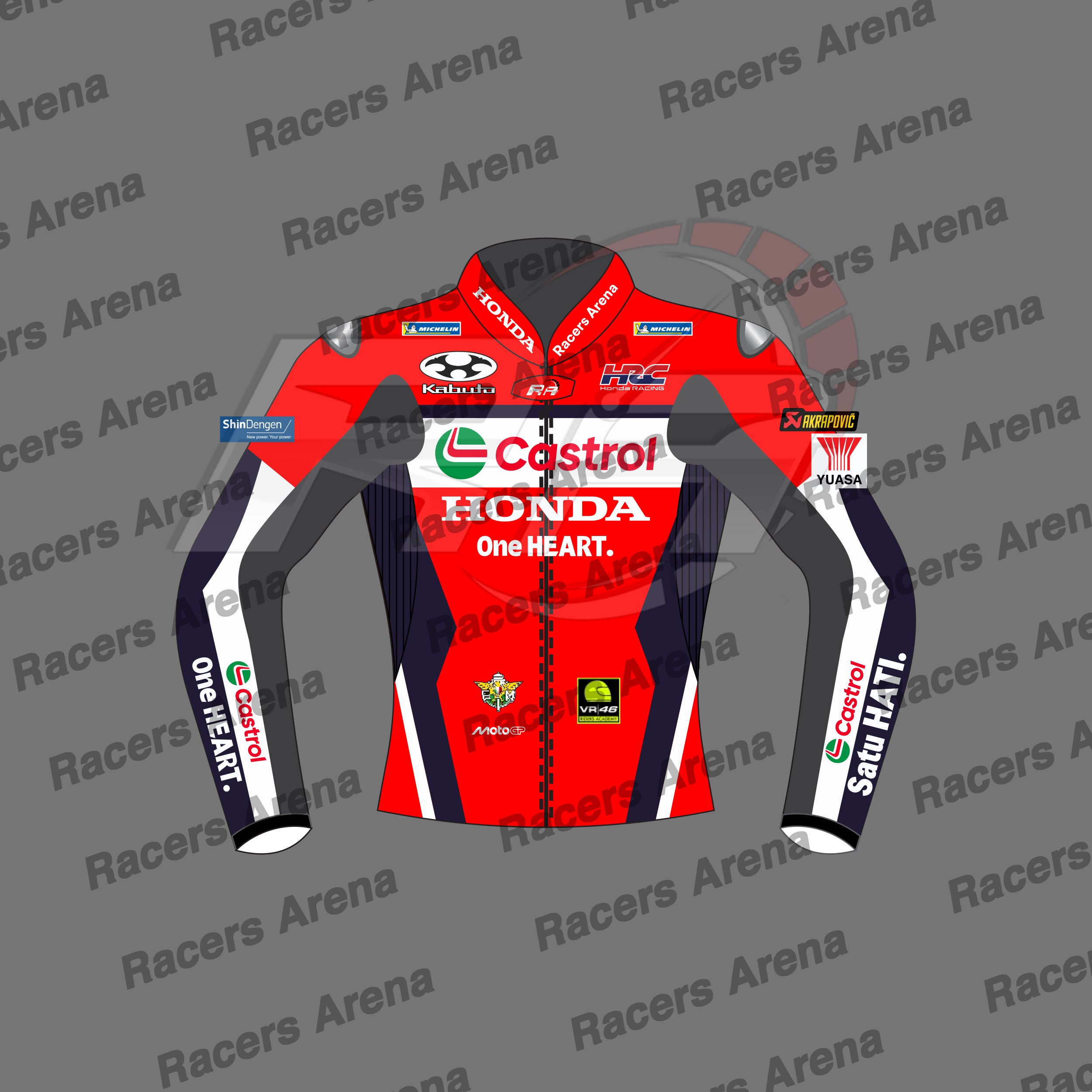 Luca Marini MotoGP 2025 Honda Motorcycle Leather Riding Jacket Front