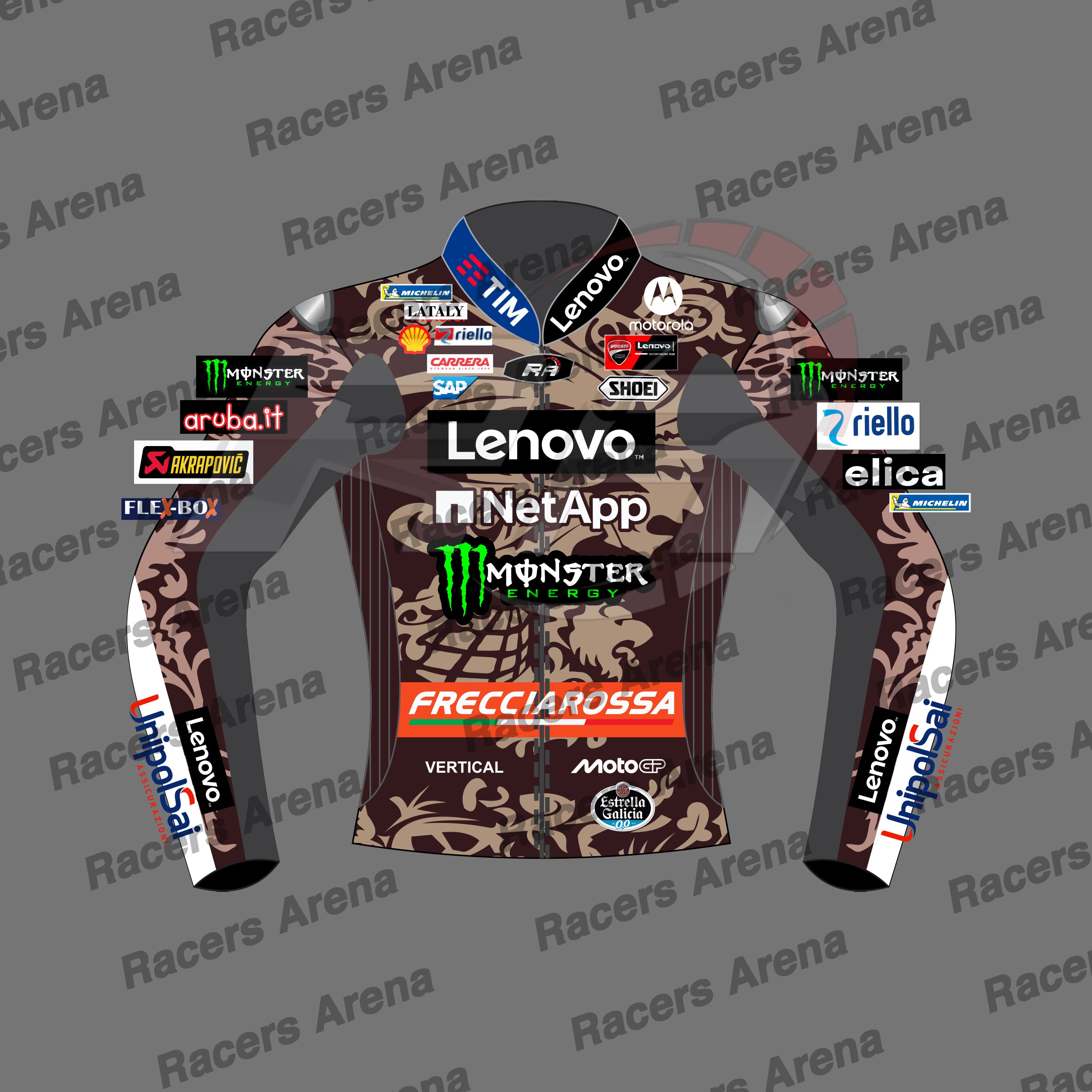 Marc Marquez MotoGP 2025 Ducati Motorcycle Leather Race Jacket Front
