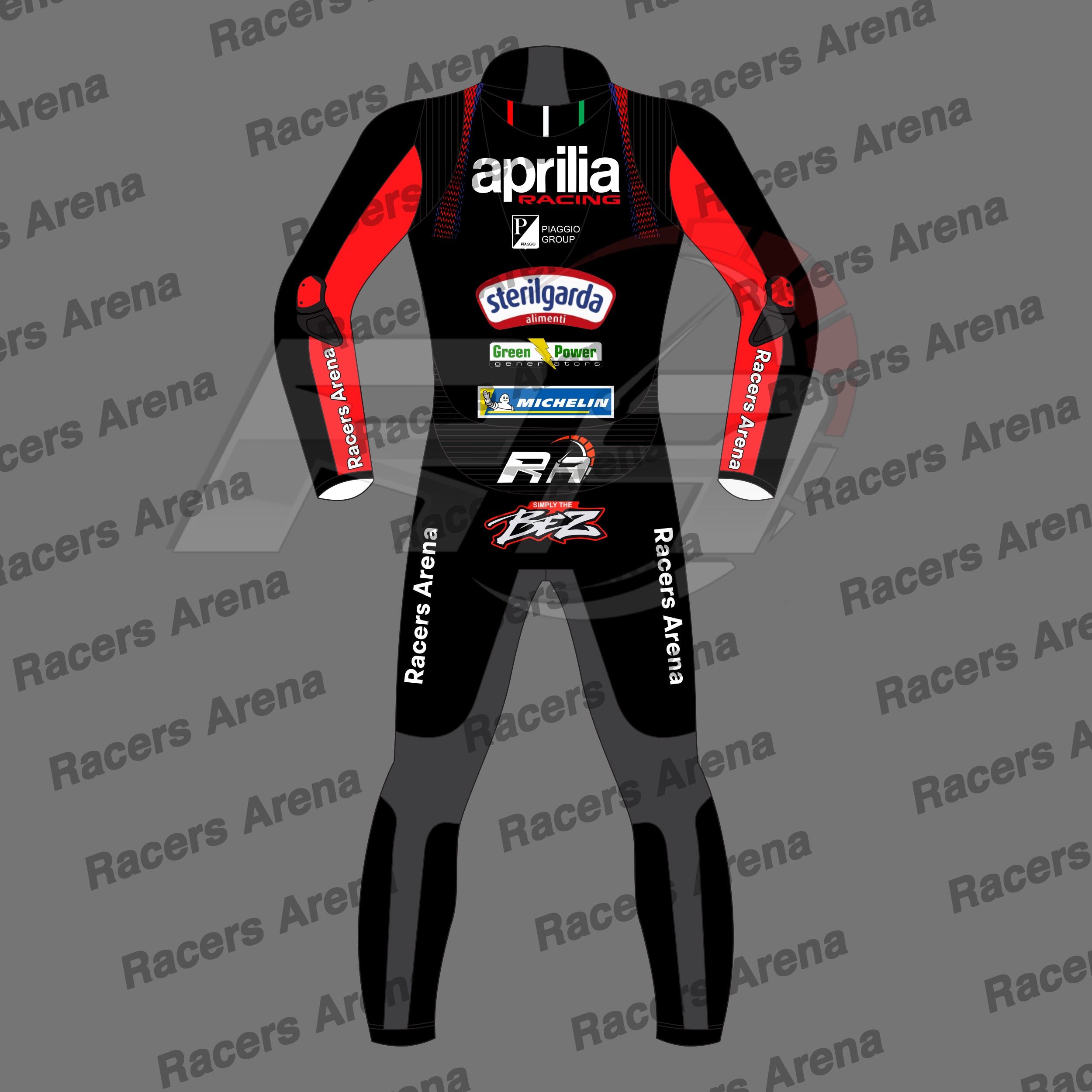 Marco Bezzecchi Aprilia MotoGP 2026 Motorcycle Leather Race Suit Back