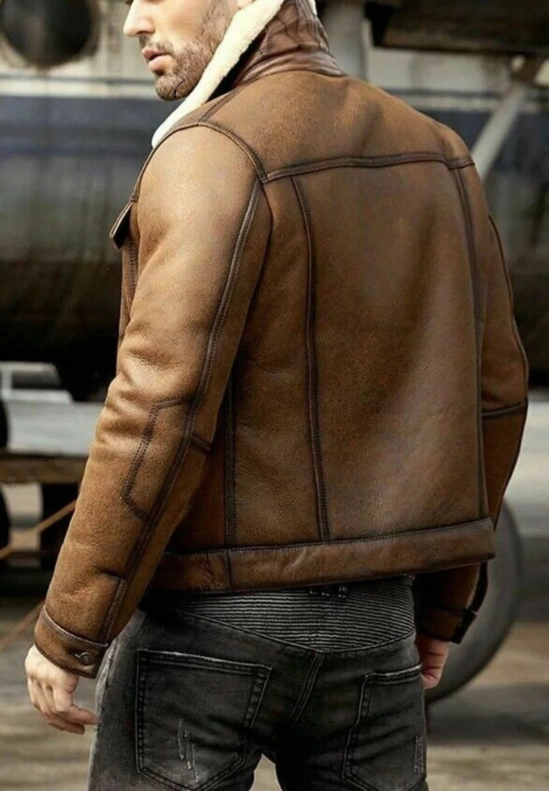 Men’s B3 Sheepskin Aviator Jacket – Shearling Fur Leather Duffle Coat