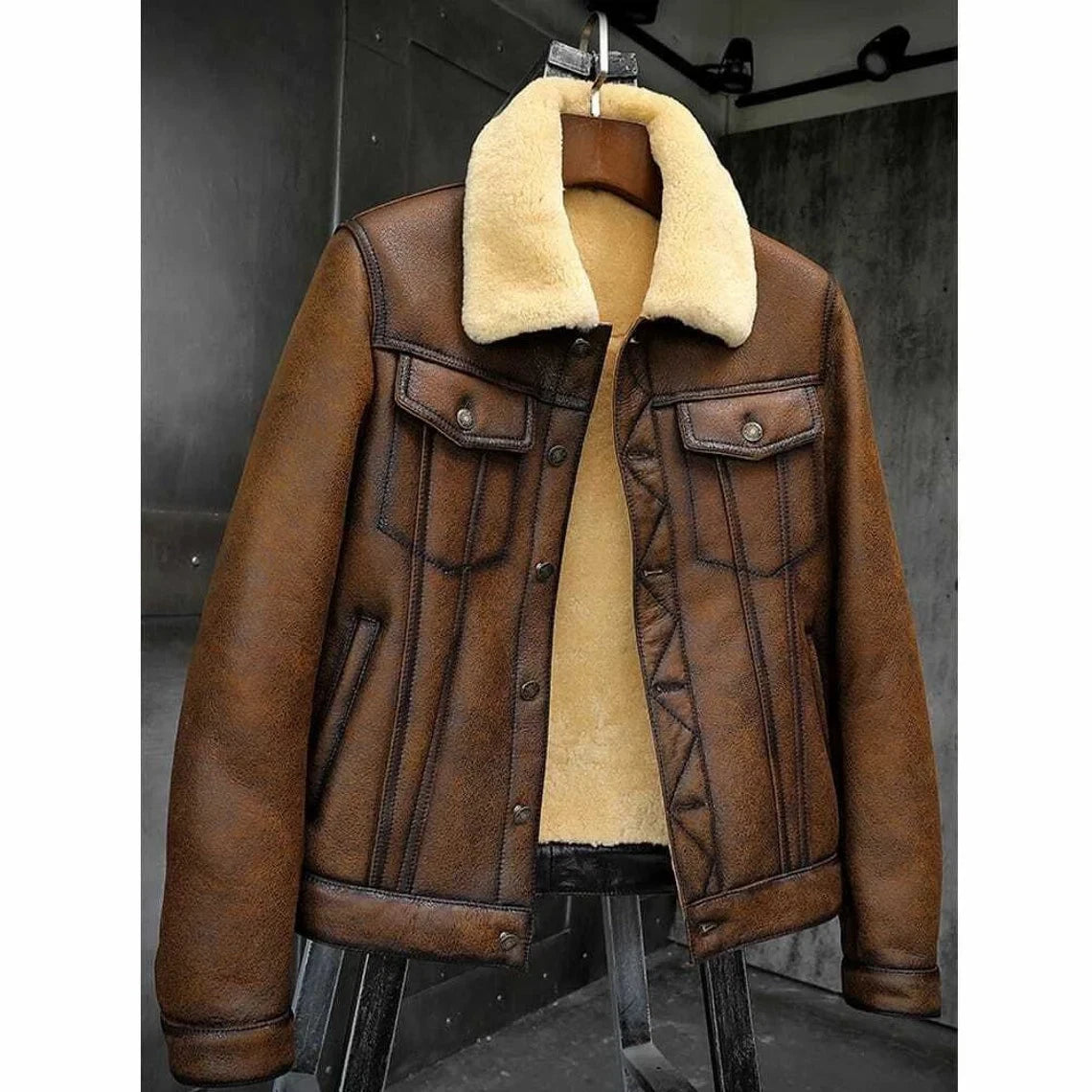 Men’s B3 Sheepskin Aviator Jacket – Shearling Fur Leather Duffle Coat