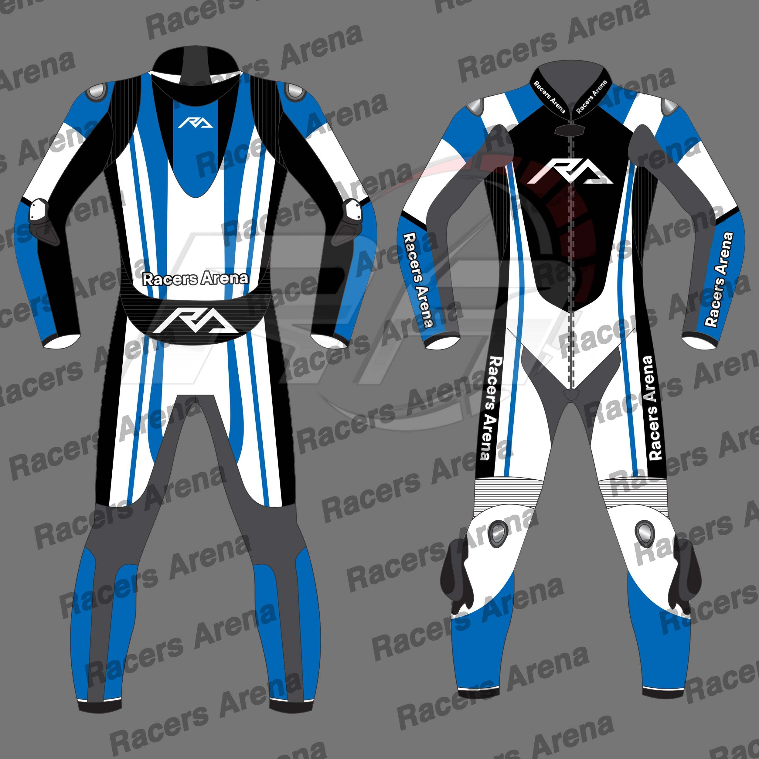 Racers Arena Hyperspeed Motorcycle Leather Race Suit Blue