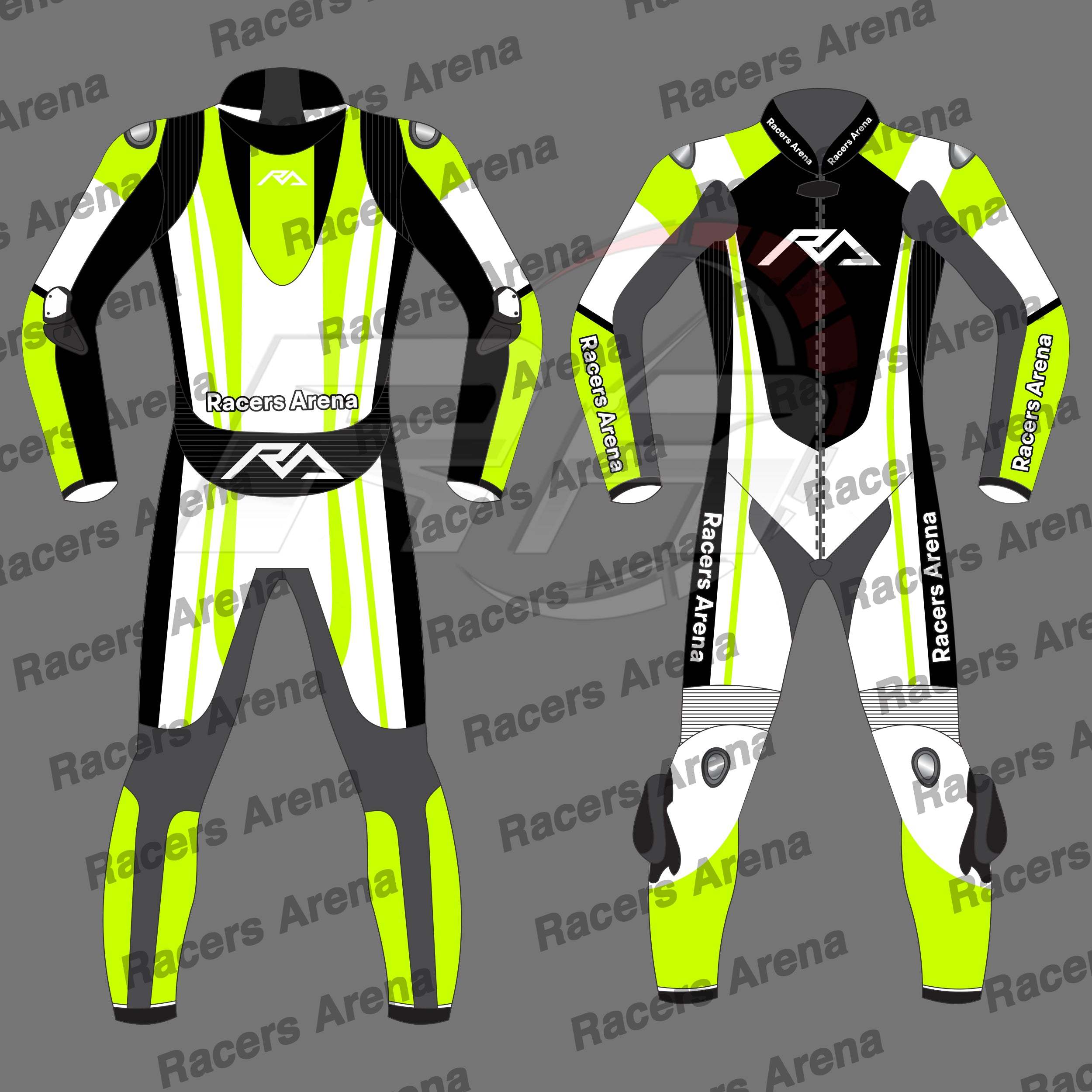 Racers Arena Hyperspeed Motorcycle Leather Race Suit Yellow