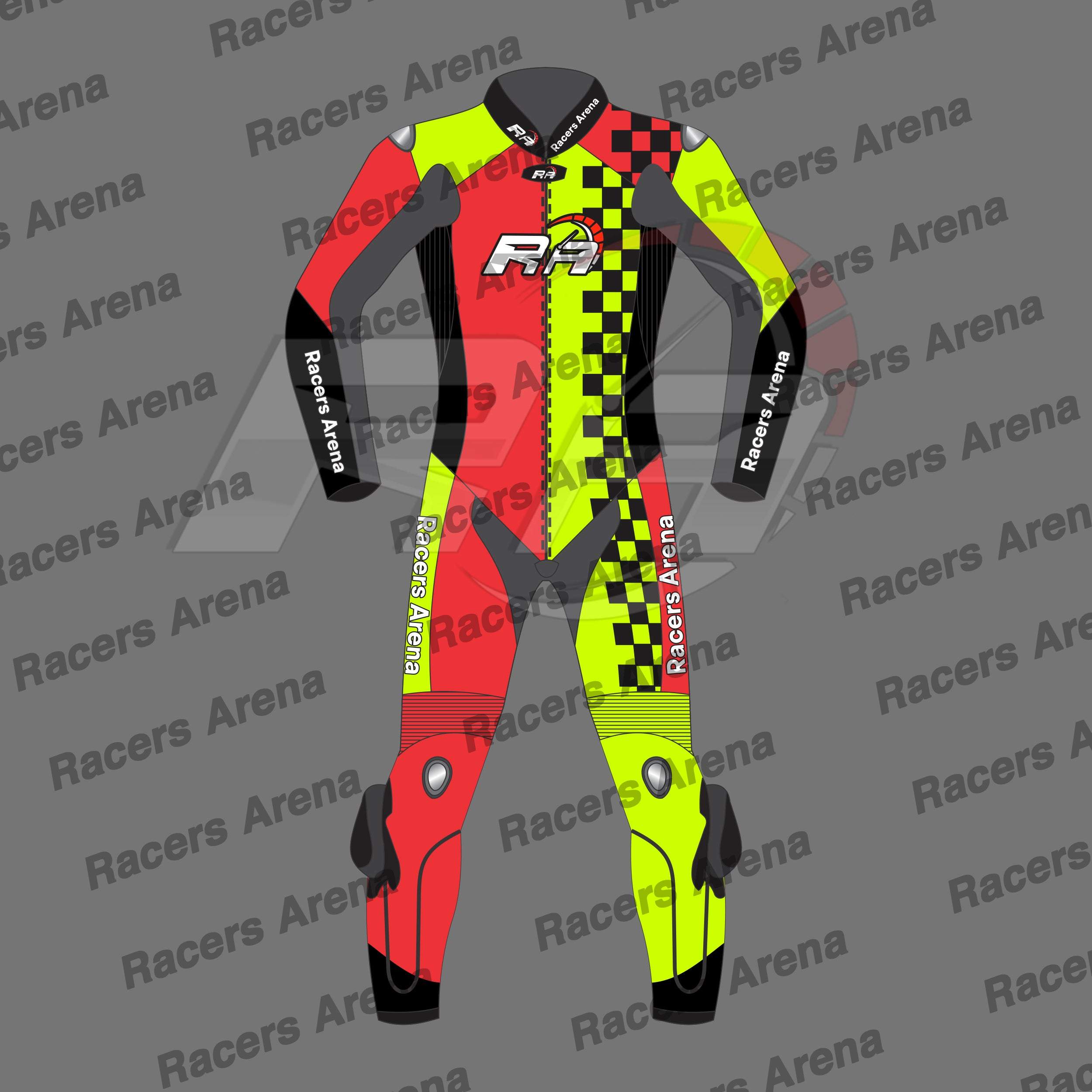 Racers Arena VeloMaxX Motorbike Leather Racing Suit Front