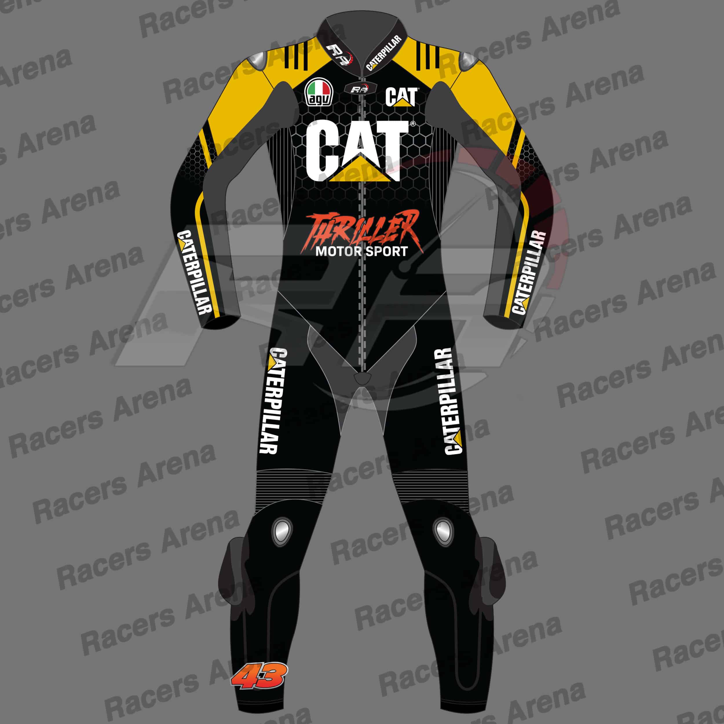 Jack Miller Caterpillar Thriller Motorcycle Leather Race Suit Front